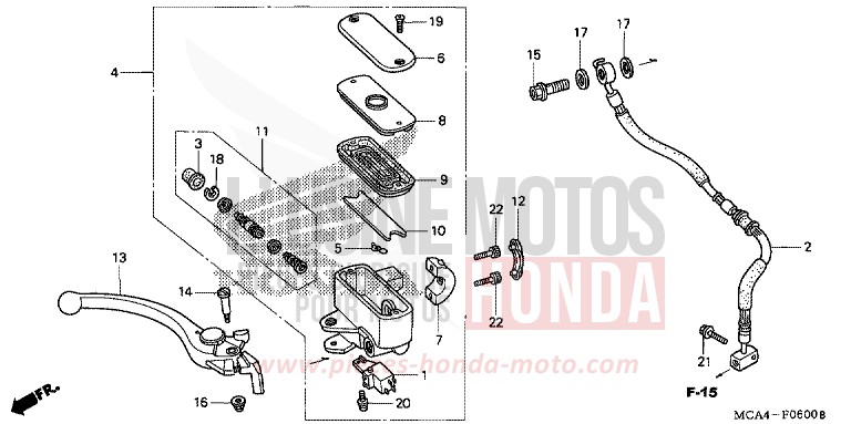 MAITRE-CYLINDRE DE FREIN AVANT CYLINDRE de Gold Wing BILLET SILVER METALLIC (NHA27B) de 2005